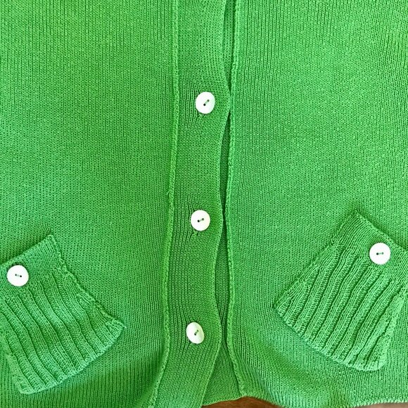 Beyond Threads Women's Green Pima Cotton Knit Button-Front Sweater. Size L. Peru - Picture 2 of 8